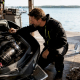 Jet ski turbocharger installed in engine bay