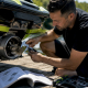Mechanic inspecting racing jet ski impeller