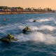 Aerial view of PWC racers on marked course