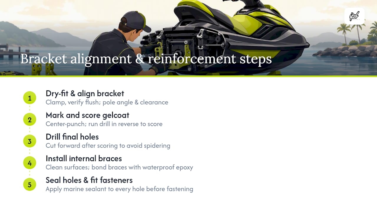 How do you align and reinforce the mounting bracket? — overview diagram