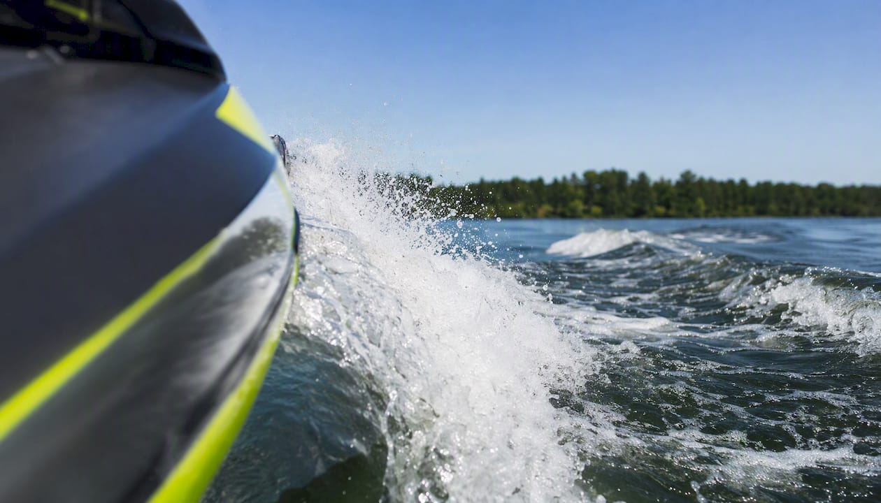 PWC hull in water during sea trials