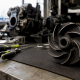 Close-up of jet ski impeller on workbench