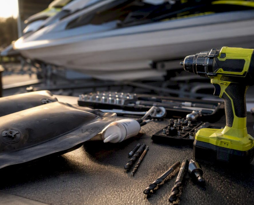 Tools and equipment for jet ski hull setup