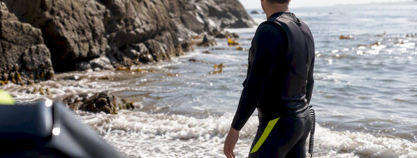 Jet ski rider assessing sea before launch