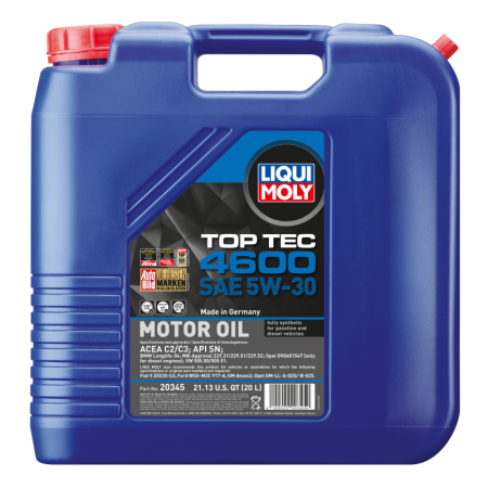 LIQUI MOLY 20L Top Tec 4600 Motor Oil SAE 5W30