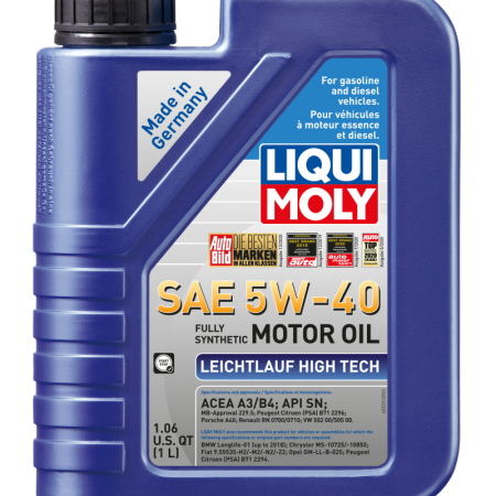 LIQUI MOLY 1L Leichtlauf (Low Friction) High Tech Motor Oil SAE 5W40